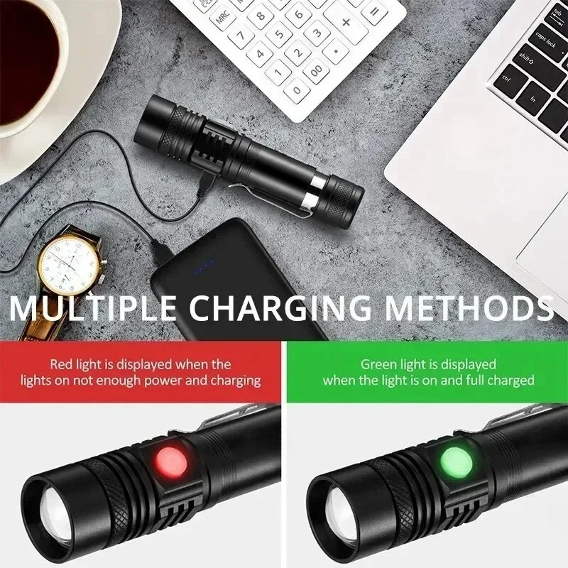 Rechargeable T6 Handheld Flash - Outdoor Lighting Black ulasan dan harga