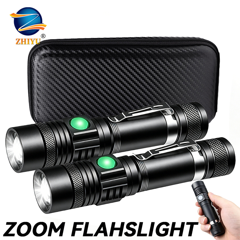 T6 LED Rechargeable Flashlight - Outdoor Lighting Black ulasan dan harga